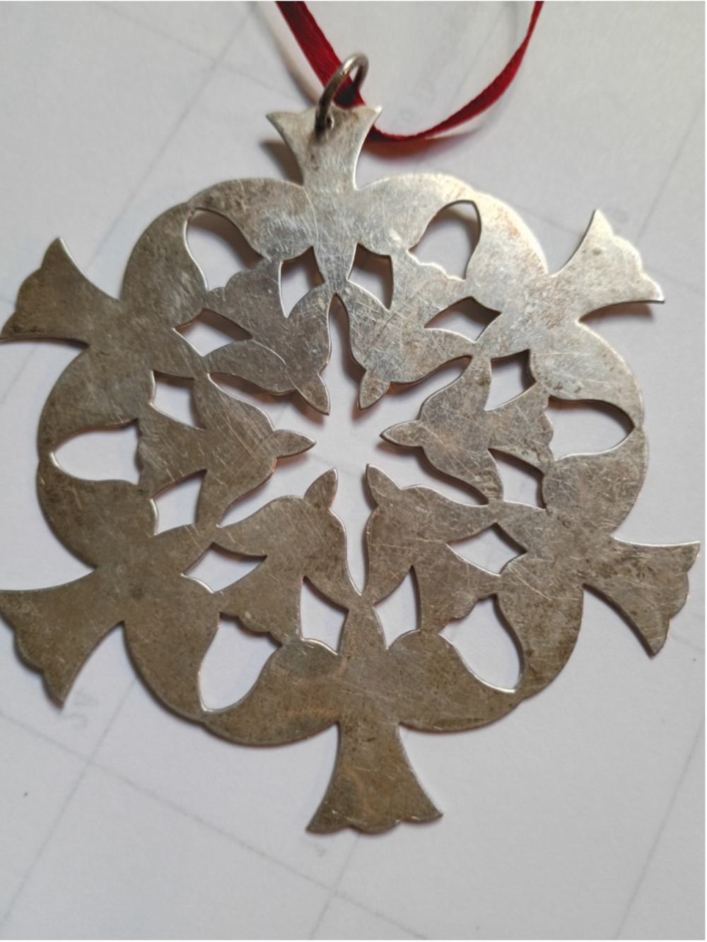 Rare Retired James Avery Doves in Flight Sterling Silver Christmas Ornament